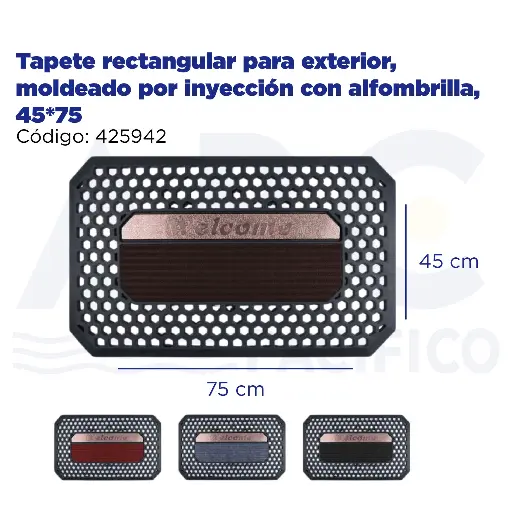 [425942] Tapete rectangular para exterior,moldeado por inyección con alfombrilla,  45*75