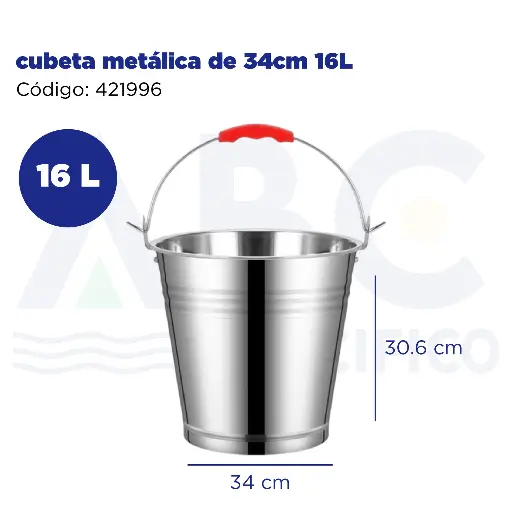 [421996] cubeta metálica de 34cm 16L