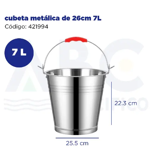 [421994] cubeta metálica de 26cm 7L