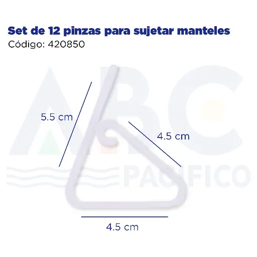 [420850] Set de 12 pinzas para sujetar manteles