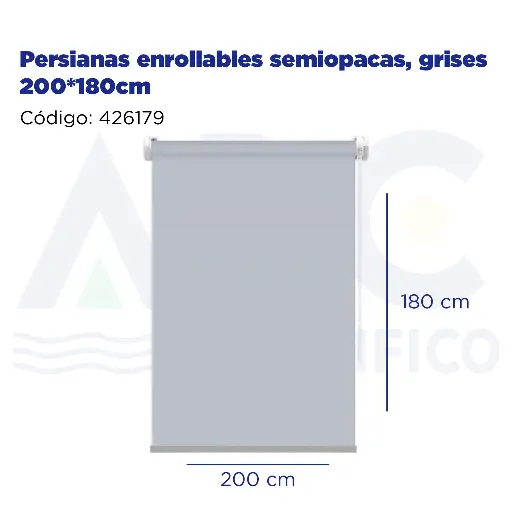 [426179] Persianas enrollables semiopacas, grises 200*180cm
