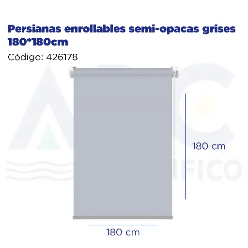 [426178] Persianas enrollables semi-opacas grises 180*180cm