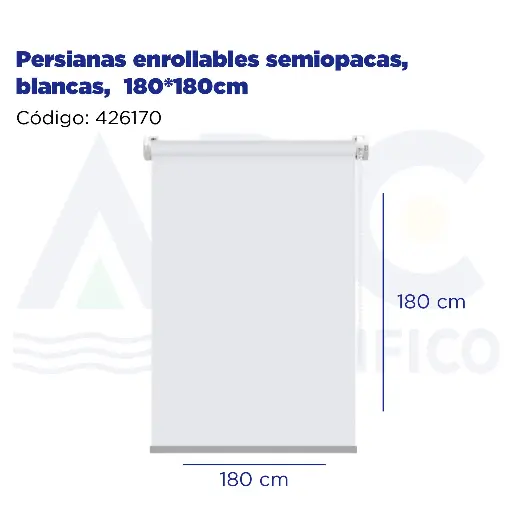 [426170] Persianas enrollables semiopacas, blancas, 180*180cm
