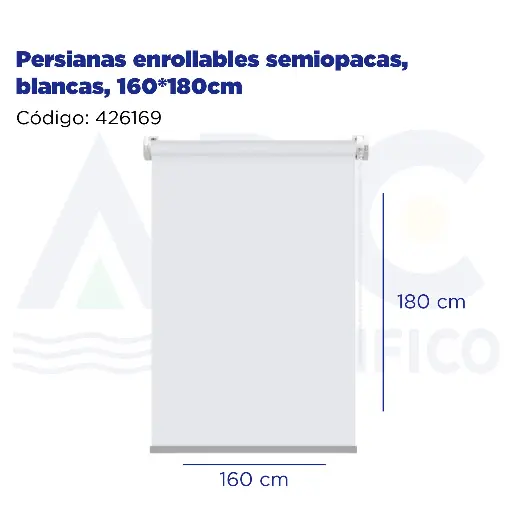 [426169] Persianas enrollables semiopacas, blancas, 160*180cm