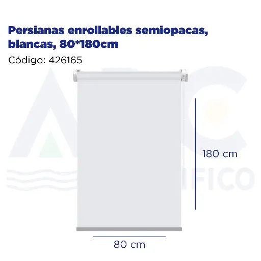 [426165] Persianas enrollables semiopacas, blancas, 80*180cm