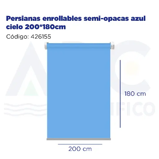 [426155] Persianas enrollables semi-opacas azul cielo 200*180cm