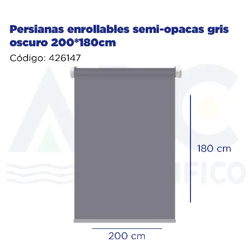 [426147] Persianas enrollables semi-opacas gris oscuro 200*180cm