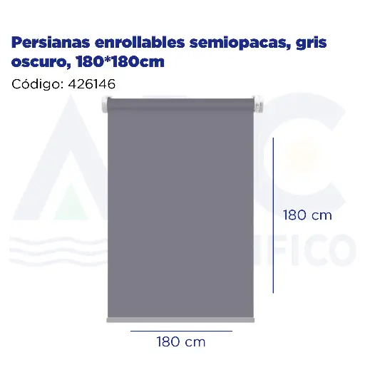 [426146] Persianas enrollables semiopacas, gris oscuro, 180*180cm