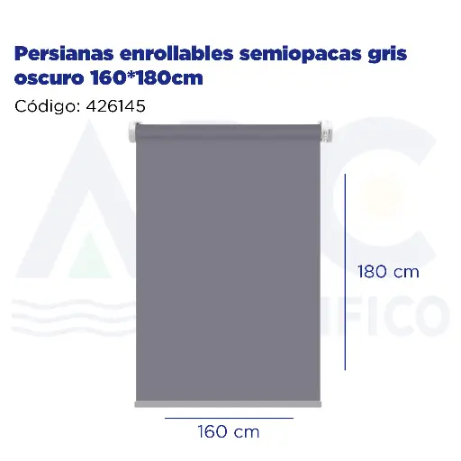 [426145] Persianas enrollables semiopacas gris oscuro 160*180cm