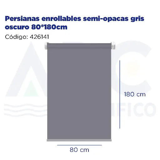 [426141] Persianas enrollables semi-opacas gris oscuro 80*180cm