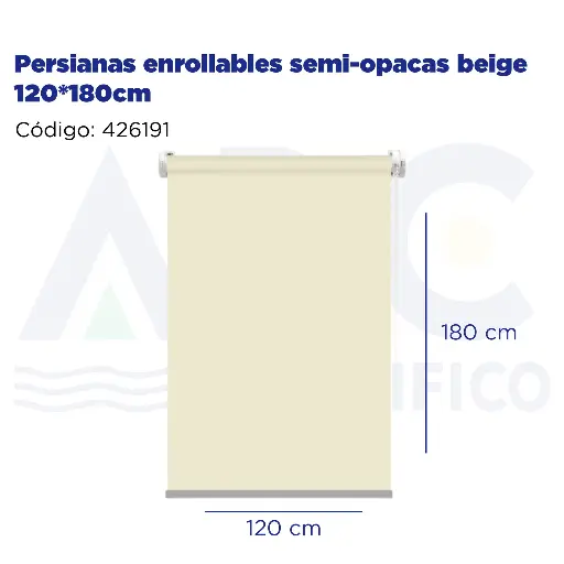 [426191] Persianas enrollables semi-opacas beige 120*180cm