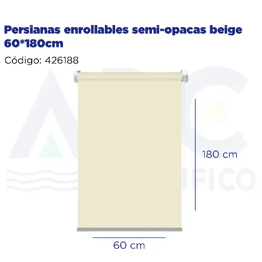 [426188] Persianas enrollables semi-opacas beige 60*180cm