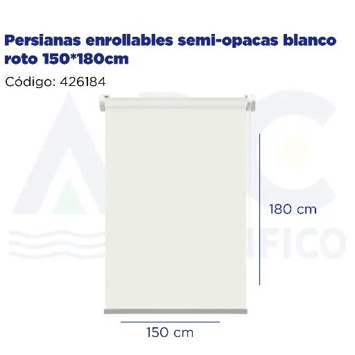 [426184] Persianas enrollables semi-opacas blanco roto 150*180cm