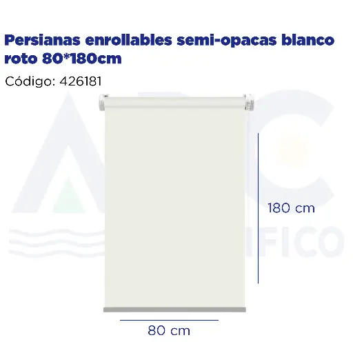 [426181] Persianas enrollables semi-opacas blanco roto 80*180cm