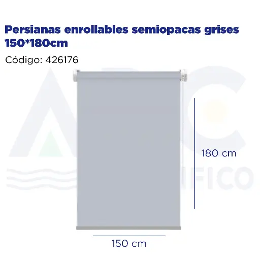[426176] Persianas enrollables semiopacas grises 150*180cm