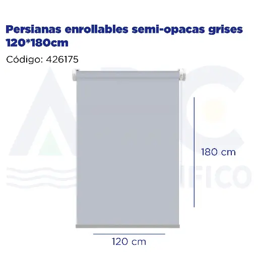 [426175] Persianas enrollables semi-opacas grises 120*180cm