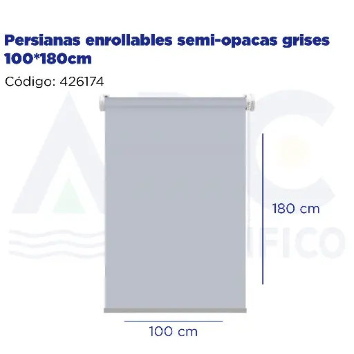 [426174] Persianas enrollables semi-opacas grises 100*180cm