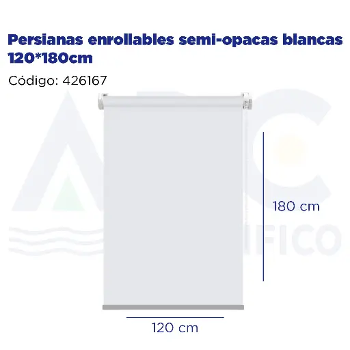 [426167] Persianas enrollables semi-opacas blancas 120*180cm