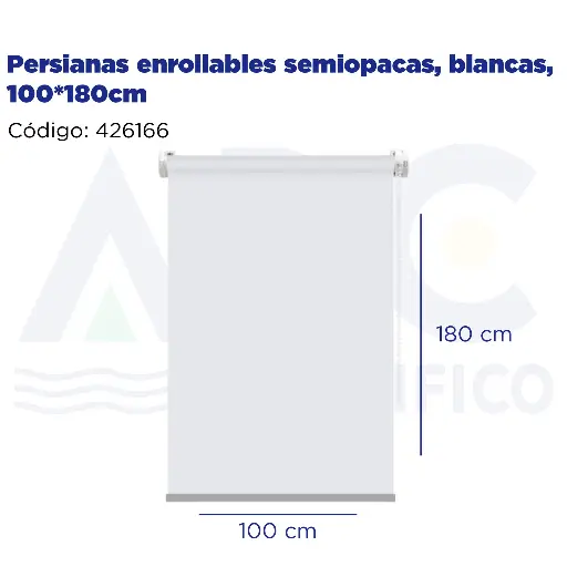 [426166] Persianas enrollables semiopacas, blancas, 100*180cm