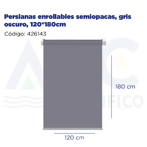 [426143] Persianas enrollables semiopacas, gris oscuro, 120*180cm