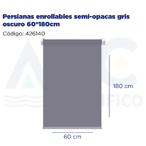 [426140] Persianas enrollables semi-opacas gris oscuro 60*180cm