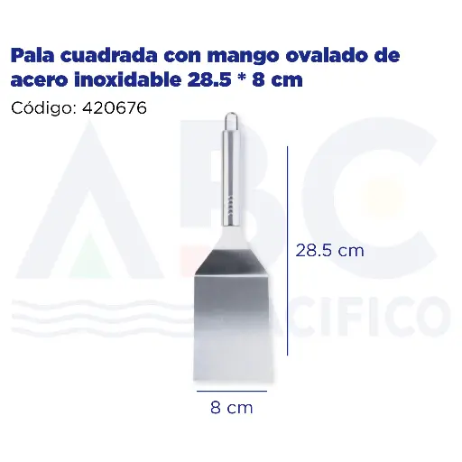 [420676] Pala cuadrada con mango ovalado de acero inoxidable 28.5 * 8 cm