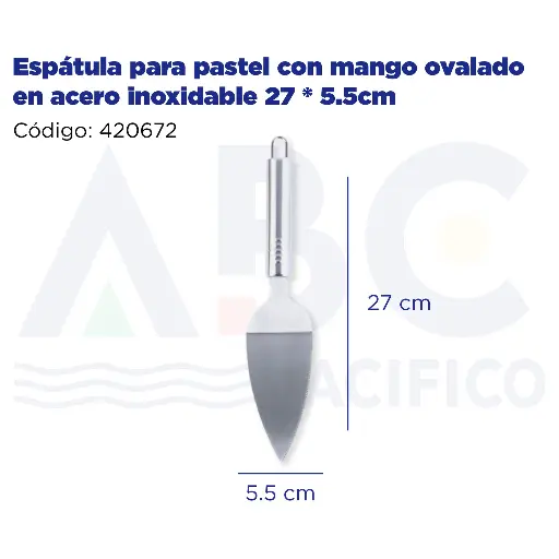 [420672] Espátula para pastel con mango ovalado en acero inoxidable 27 * 5.5cm