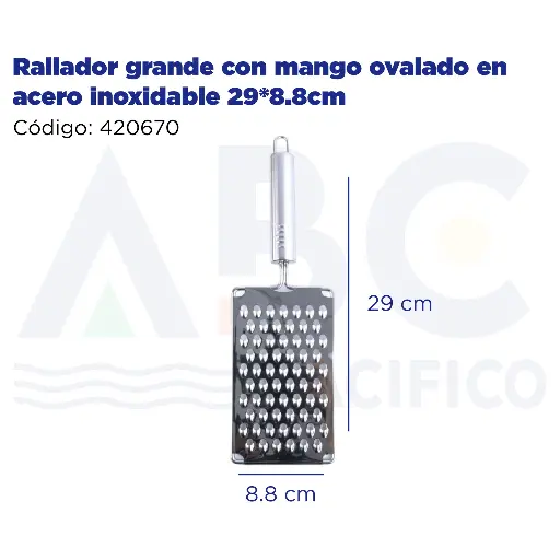 [420670] Rallador grande con mango ovalado en acero inoxidable 29*8.8cm