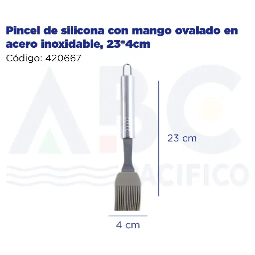 [420667] Pincel de silicona con mango ovalado en acero inoxidable, 23*4cm