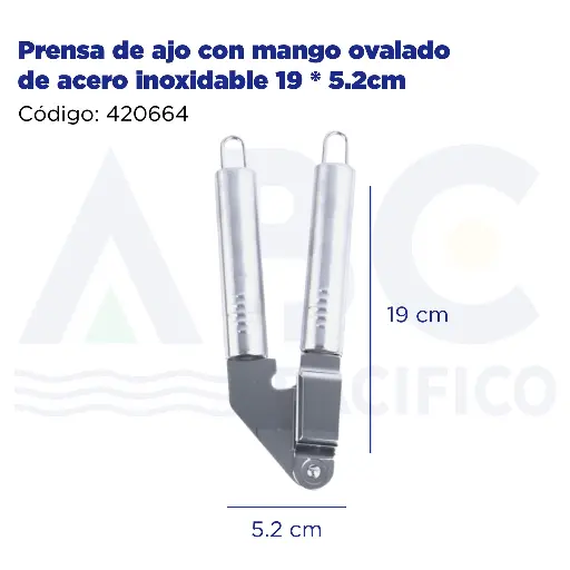 [420664] Prensa de ajo con mango ovalado de acero inoxidable 19 * 5.2cm