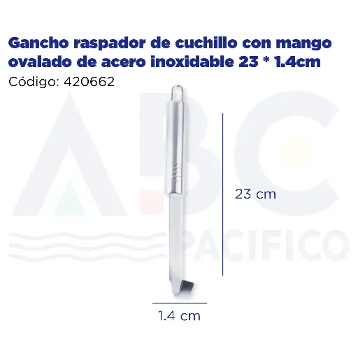 [420662] Gancho raspador de cuchillo con mango ovalado de acero inoxidable 23 * 1.4cm