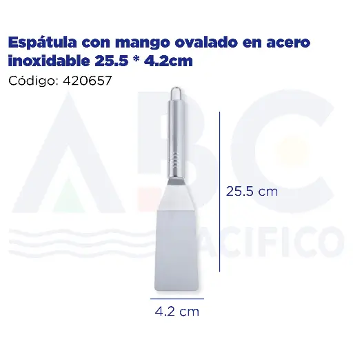 [420657] Espátula con mango ovalado en acero inoxidable 25.5 * 4.2cm