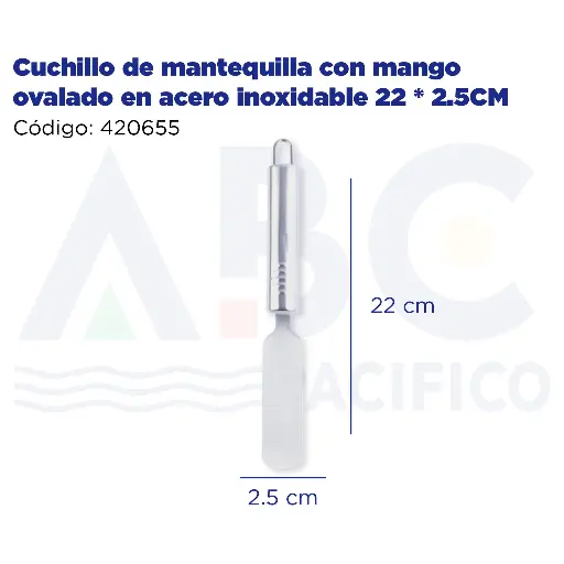 [420655] Cuchillo de mantequilla con mango ovalado en acero inoxidable 22 * 2.5CM