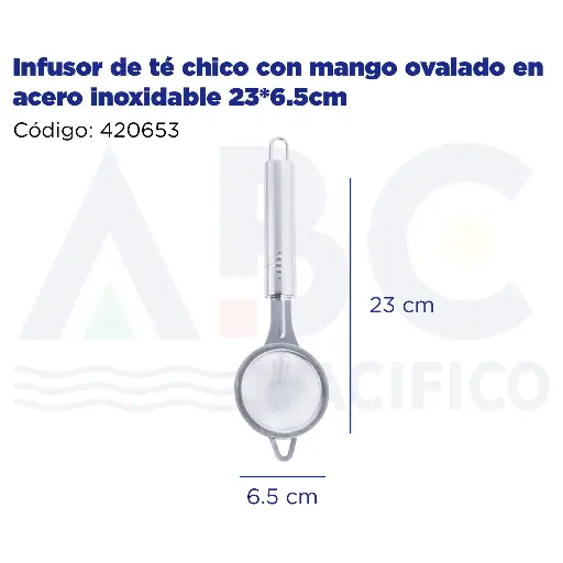 [420653] Infusor de té chico con mango ovalado en acero inoxidable 23*6.5cm