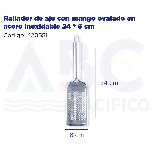[420651] Rallador de ajo con mango ovalado en acero inoxidable 24 * 6 cm