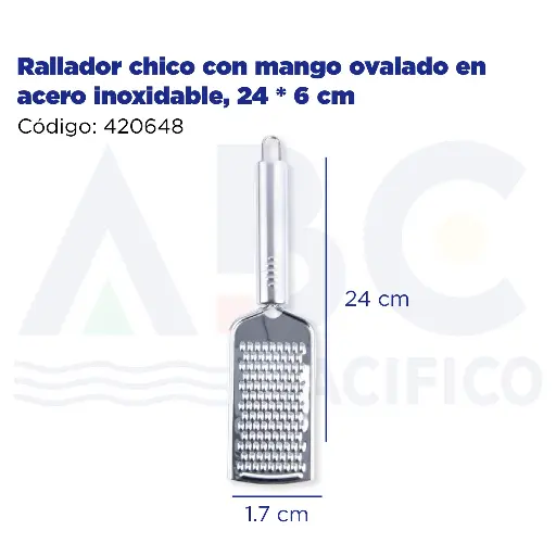 [420648] Rallador chico con mango ovalado en acero inoxidable, 24 * 6 cm