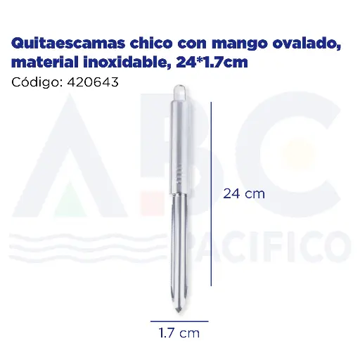 [420643] Quitaescamas chico con mango ovalado, material inoxidable, 24*1.7cm
