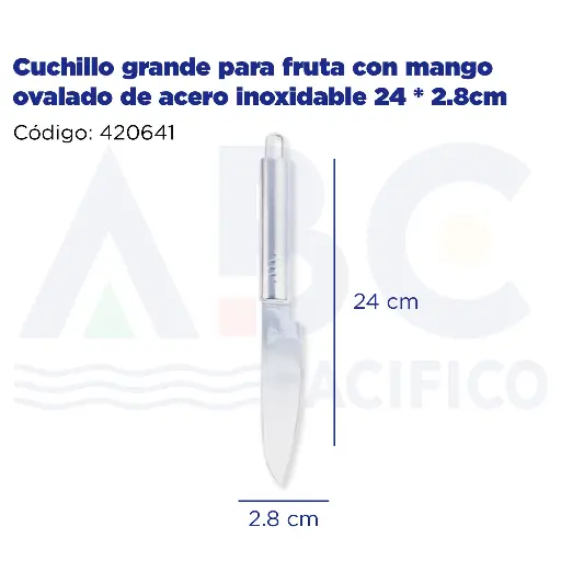 [420641] Cuchillo grande para fruta con mango ovalado de acero inoxidable 24 * 2.8cm