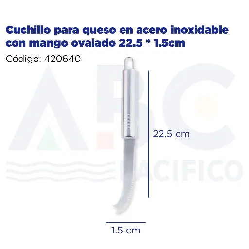 [420640] Cuchillo para queso en acero inoxidable con mango ovalado 22.5 * 1.5cm