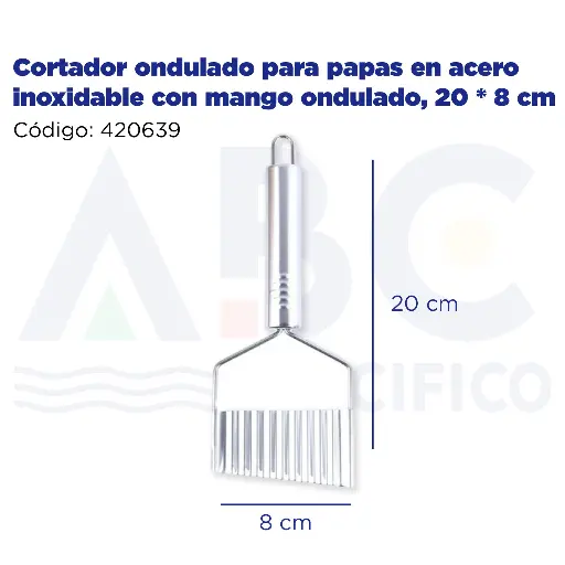 [420639] Cortador ondulado para papas en acero inoxidable con mango ondulado, 20 * 8 cm