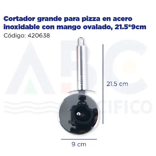 [420638] Cortador grande para pizza en acero inoxidable con mango ovalado, 21.5*9cm
