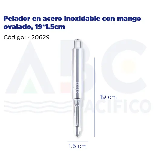 [420629] Pelador en acero inoxidable con mango ovalado, 19*1.5cm