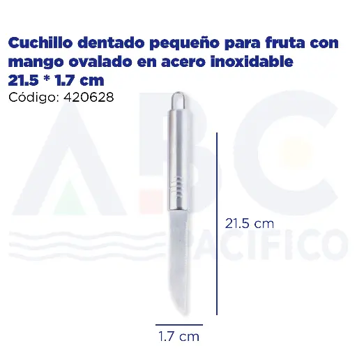[420628] Cuchillo dentado pequeño para fruta con mango ovalado en acero inoxidable 21.5 * 1.7 cm
