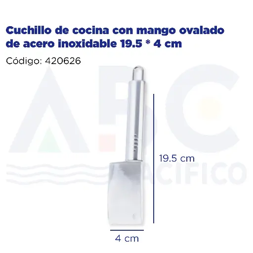 [420626] Cuchillo de cocina con mango ovalado de acero inoxidable 19.5 * 4 cm