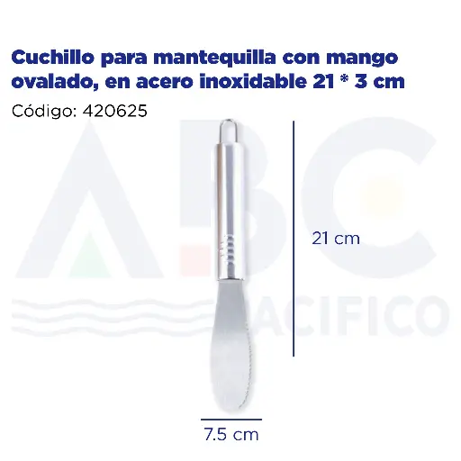 [420625] Cuchillo para mantequilla con mango ovalado, en acero inoxidable 21 * 3 cm