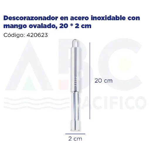 [420623] Descorazonador en acero inoxidable con mango ovalado, 20 * 2 cm