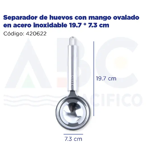 [420622] Separador de huevos con mango ovalado en acero inoxidable 19.7 * 7.3 cm