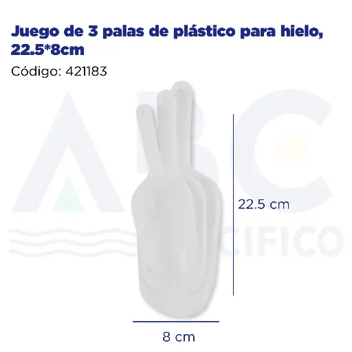 [421183] Juego de 3 palas de plástico para hielo, 22.5*8cm