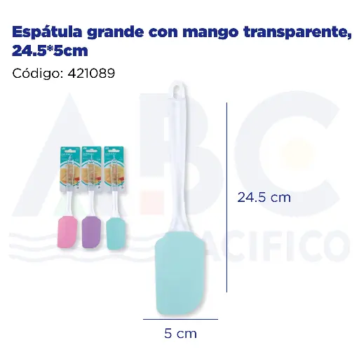[421089] Espátula grande con mango transparente, 24.5*5cm