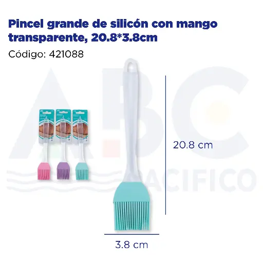 [421088] Pincel grande de silicón con mango transparente, 20.8*3.8cm
